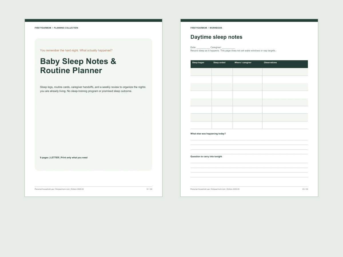Baby Sleep Notes & Routine Planner - printable PDF guide preview