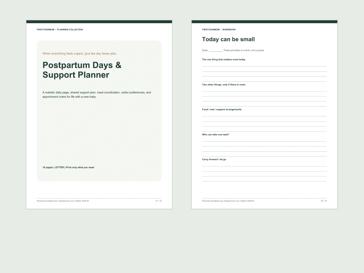 Postpartum Days & Support Planner - printable PDF guide preview